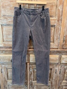 Talbots Corduroy Gray Stretch Pants Casual, Cotton Blend Size 12